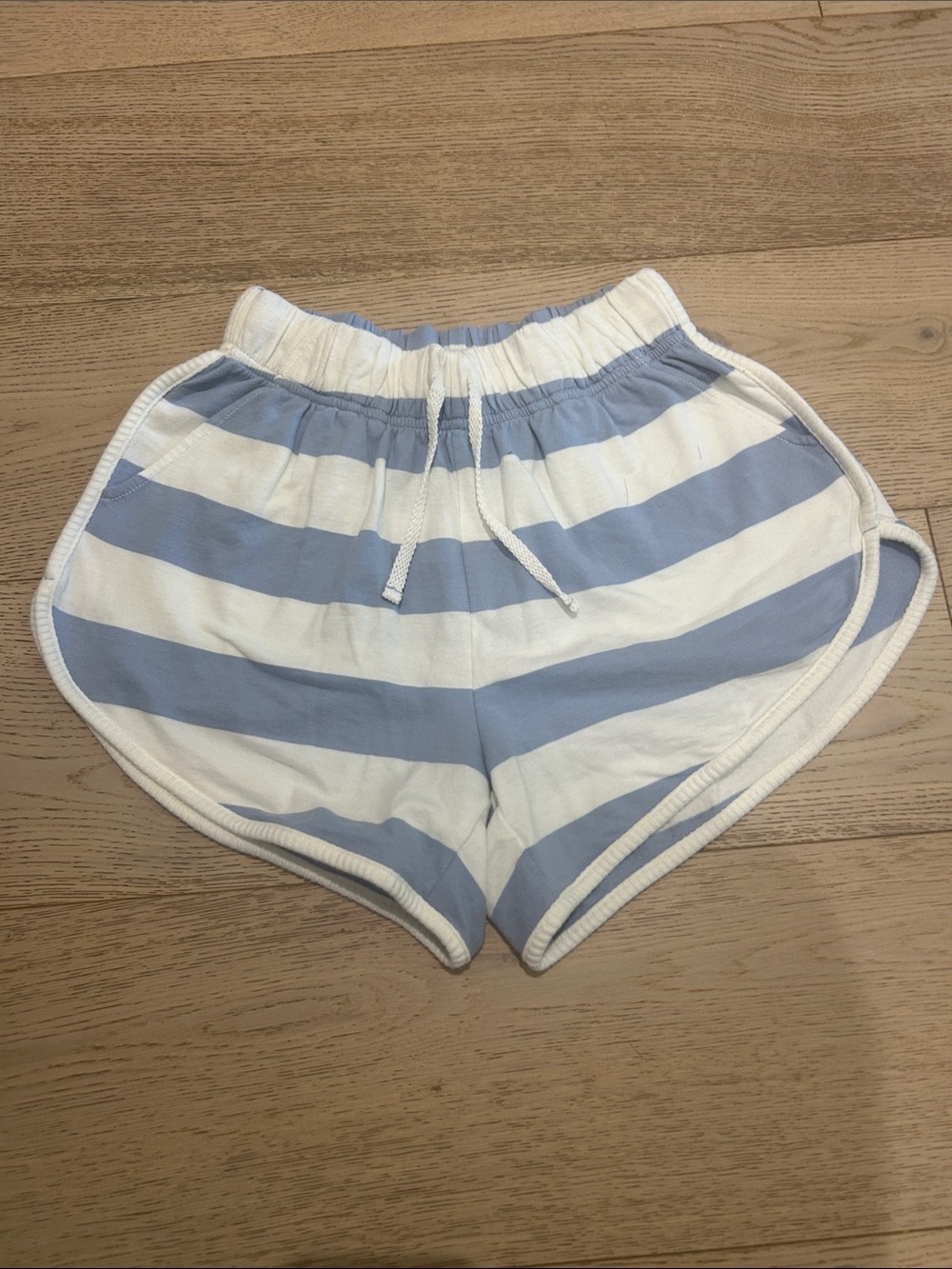 NWT AERIE Light Blue & White Striped Athletic Drawstring Shorts